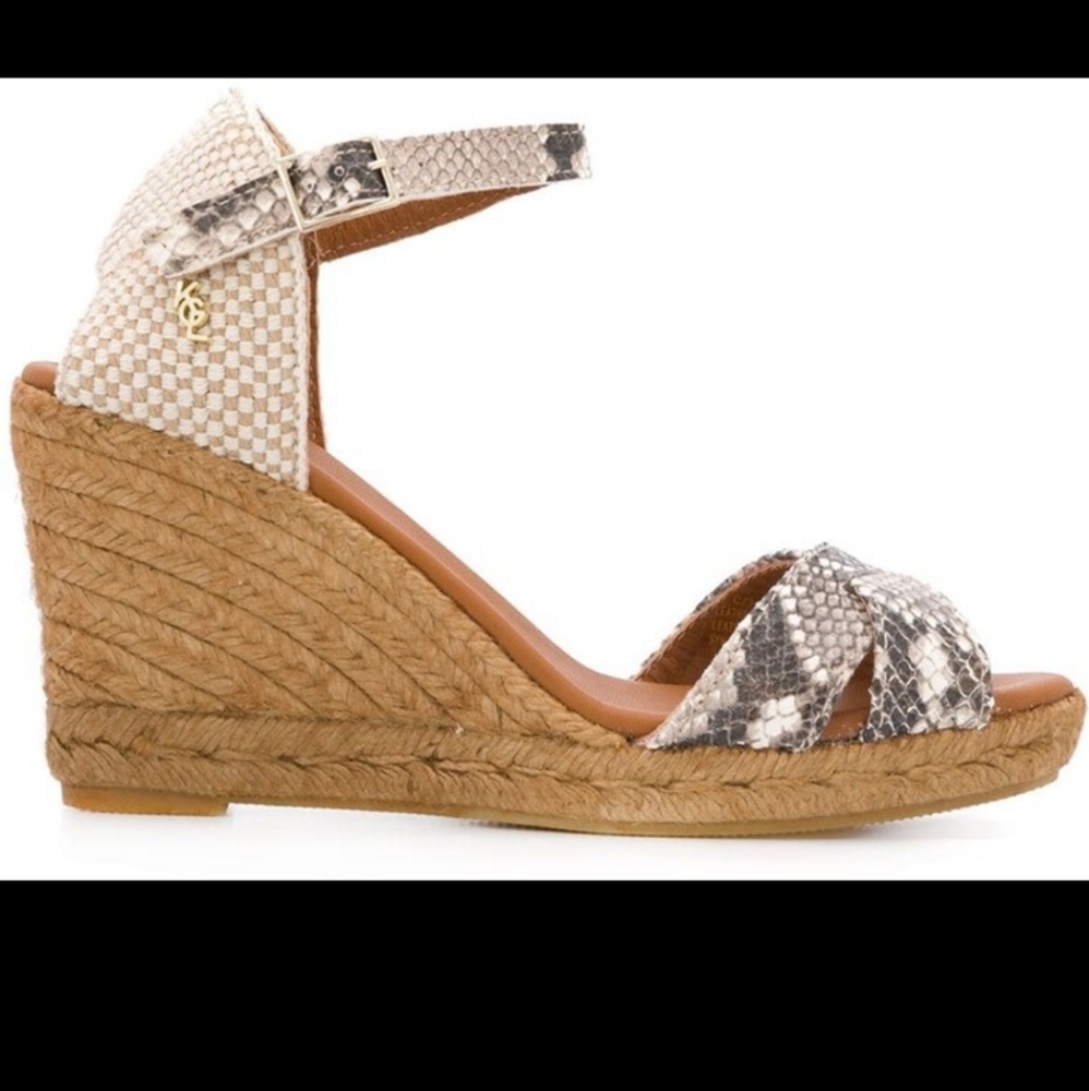 NIB Kurt Geiger London Leona Snake Print Wedges size 37